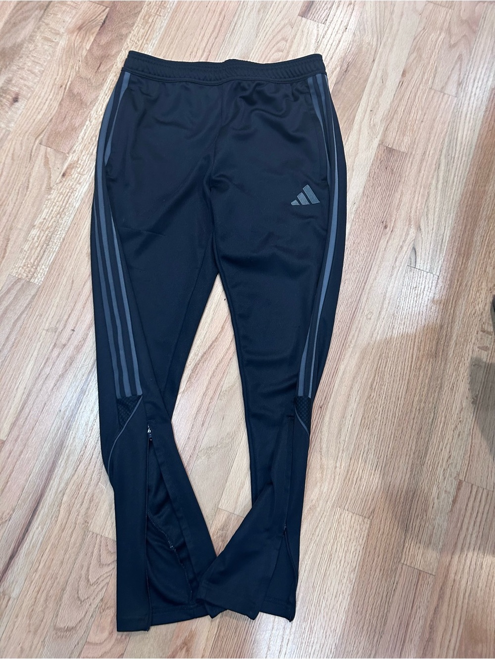 adidas Black Jogger Pants with Gray Stripes and Logo